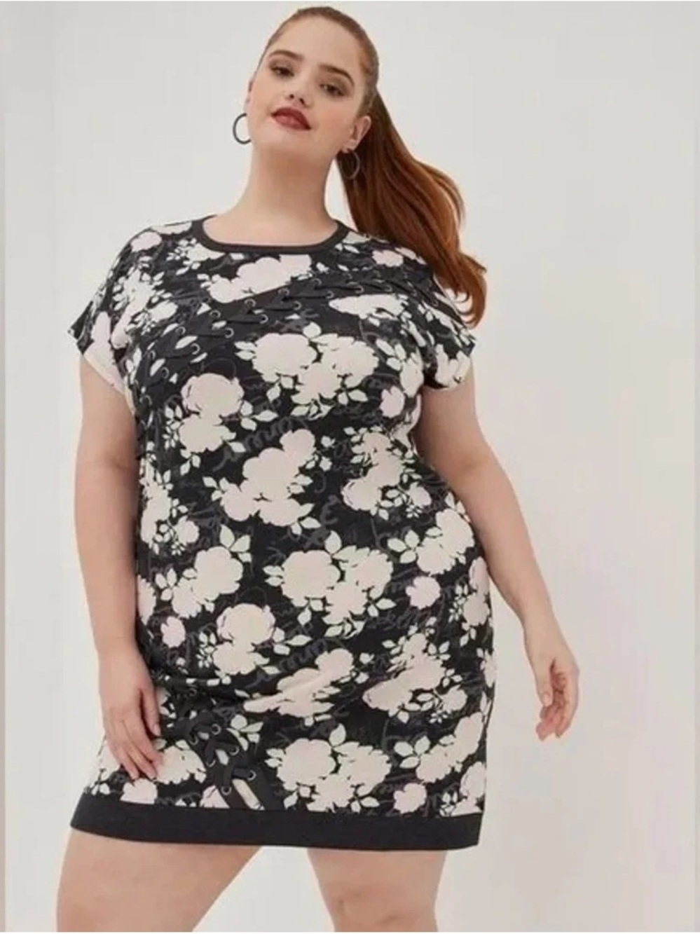 Torrid | x LOVESICK Floral Relaxed Dolman Dress Plus Lace-Up